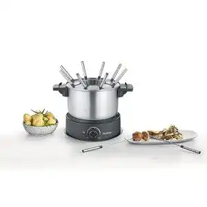Käsefondue SEVERIN Fondue mit 8 farblich markierten Gabeln