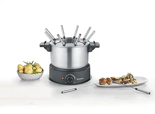 Käsefondue SEVERIN Fondue mit 8 farblich markierten Gabeln