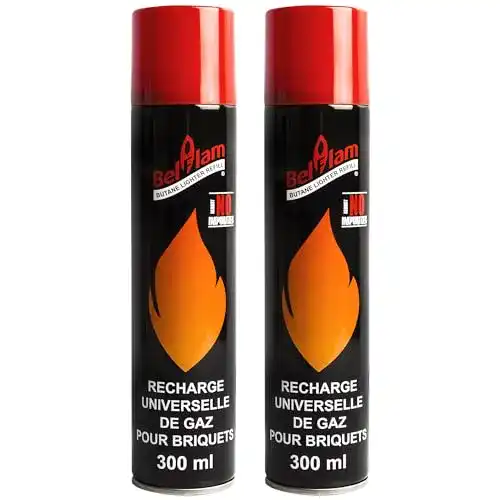 Feuerzeuggas Belflam 2x Butangas-Nachfüllflasche für Feuerzeug