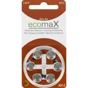 Hörgerätebatterien-312 Ecomax Typ 312 PR41 BRAUN, 60 Stück