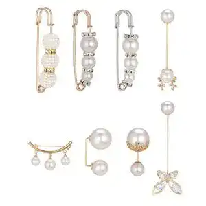 Hutnadel QINREN 8 Stück Sicherheitsnadel mit Faux Strass