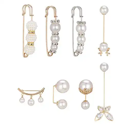 Hutnadel QINREN 8 Stück Sicherheitsnadel mit Faux Strass