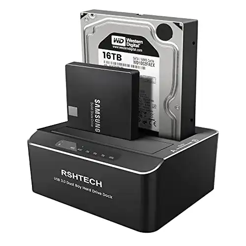 Festplatten-Docking-Station RSHTECH Dualschacht Festplatten Docking