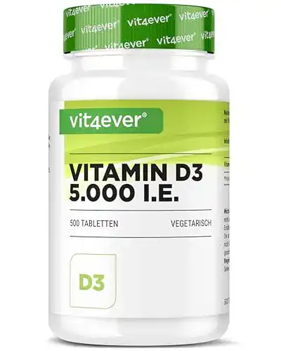 Vitamin-D-Tabletten Vit4ever Vitamin D3 5000 I.E. Depot, 500 Tabl.
