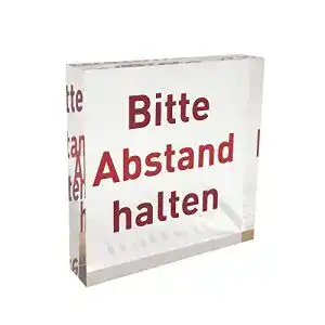 Abstand-halten-Aufsteller VITAdisplays PLEXIGLAS Block