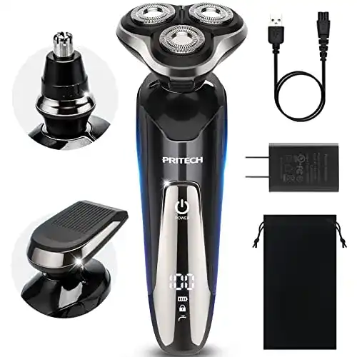 USB-Rasierer PRITECH Rasierer Elektrorasierer für Herren 3 IN 1