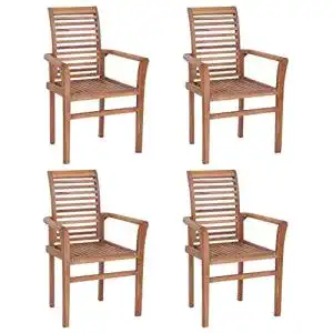 Stapelstühle Garten vidaXL Teak Massivholz 4X Esstischstuhl