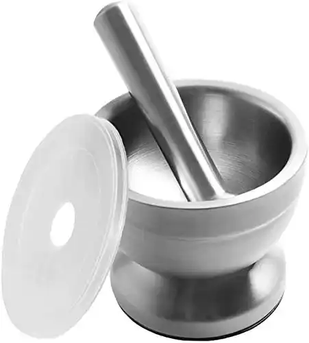 Mörser Tebery Kitchen mit Stößel, Gewürz, Edelstahl
