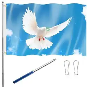Friedensfahne Tatuo 150 x 90 cm Tauben Gartenflagge Blaue Himmel