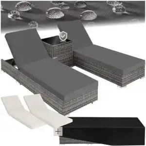 Doppelliege TecTake 403088 2er Set Aluminium Polyrattan