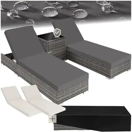 Doppelliege TecTake 403088 2er Set Aluminium Polyrattan