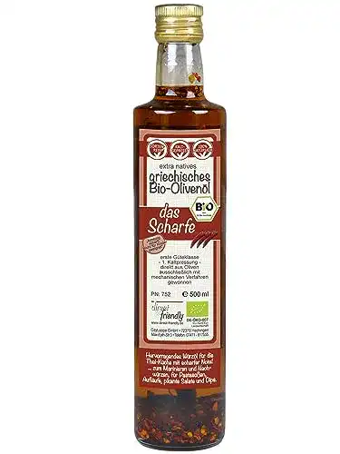 Chiliöl direct&friendly Bio Olivenöl, extra scharfe Bio Chili (500 ML)
