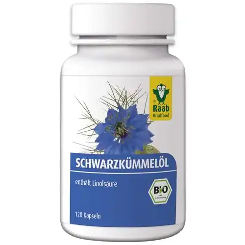 Schwarzkümmelöl-Kapseln Raab Vitalfood Bio, 120 Stück
