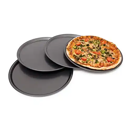 Pizzablech Relaxdays rundes Backblech 4er Set, 33cm Ø, grau