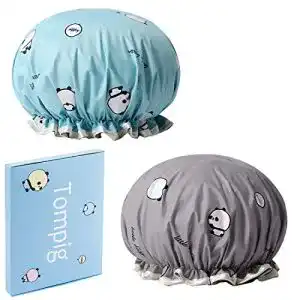 Duschhaube Tompig Badekappe Damen, 2 Stück Damen Wasserdicht