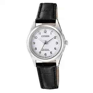 Funk-Solaruhr Citizen Damen Analog Solar Uhr mit Leder Armband