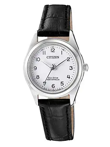 Funk-Solaruhr Citizen Damen Analog Solar Uhr mit Leder Armband