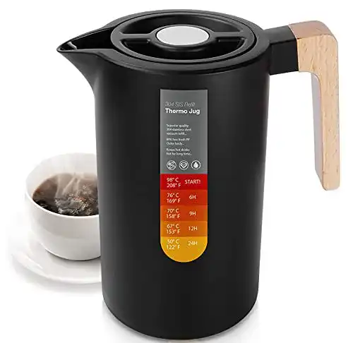 Isolierkanne 1 Liter YUANJ Thermoskanne 1L, Stainless Steel 304