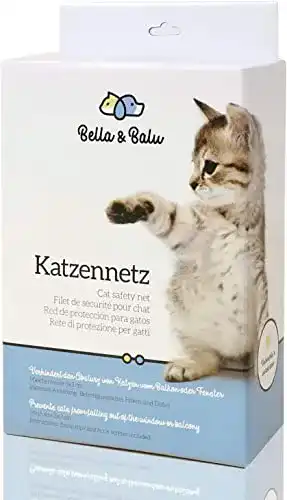 Katzennetz Bella & Balu drahtverstärkt inkl. Haken, Dübel, 4 x 3 m