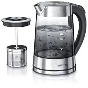 Wasserkocher mit Temperatureinstellung Arendo, Glas und Teesieb