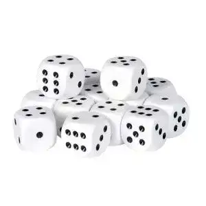 Spielwürfel Noris 606154361, 15 weiße Kunststoff Augenwürfel