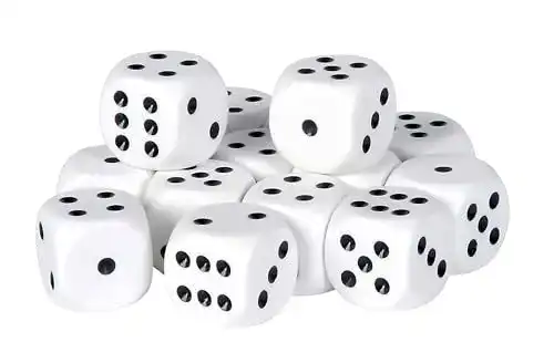 Spielwürfel Noris 606154361, 15 weiße Kunststoff Augenwürfel