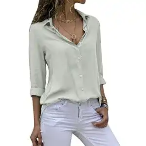 Weiße Blusen Cassiecy Damen Bluse Chiffon Elegant V-Ausschnitt