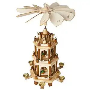 Weihnachtspyramide Brubaker Holzpyramide Natur 3 Etagen