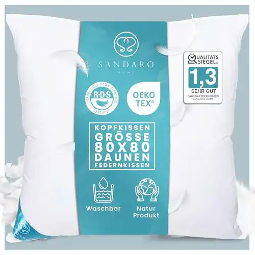 Die beste Dreikammer-Kopfkissen Sandaro Home Kissen 80x80 Daunen 2026 Test Bestseller Dreikammer-Kopfkissen Sandaro Home Kissen 80×80 Daunen