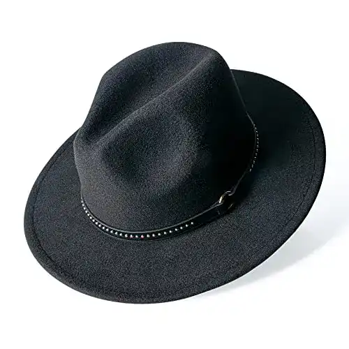 Fedora besbomig Hut Damen Breite Krempe Filzhut Herren