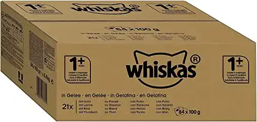 Katzennassfutter whiskas 1 + Katzenfutter – 84 Portionsbeutel