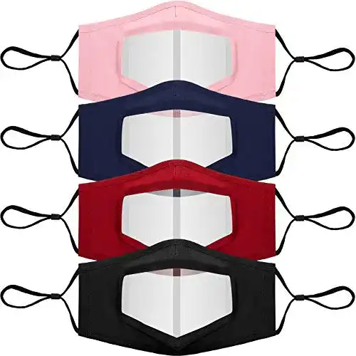 Mundschutzmaske transparent BBTO 4 Stücke Bandanas Klar