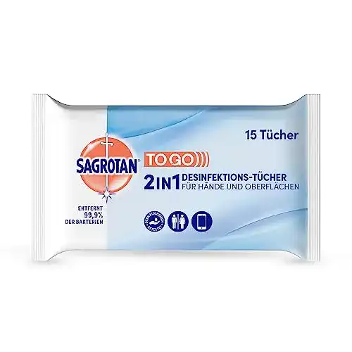 Desinfektionstücher Sagrotan 2in1, 1 x 15 Feuchttücher