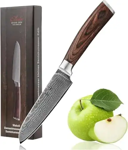 Damastmesser Wakoli EDIB kleines Santoku Messer 12cm Klinge