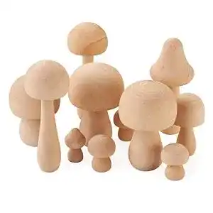 Holzpilze Cheriswelry Pilz-Set aus Holz, 23 unlackierte Pilz-Figuren