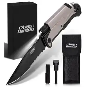 Klappmesser CampBuddy 5-in-1 Survival Messer | mit Feuerstein