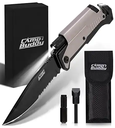 Klappmesser CampBuddy 5-in-1 Survival Messer | mit Feuerstein