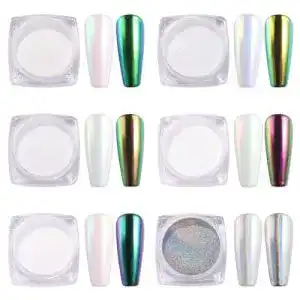 Nagel-Puder AIMEILI 6 Jar Pearl Powder Chromnägel Spiegeleffekt