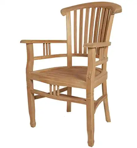 Holzstuhl KMH ®Teak Gartenstuhl Colonial mit Armlehnen