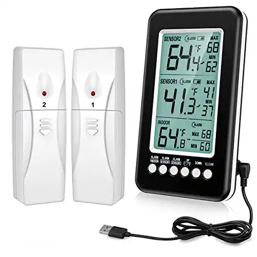 Die beste Kühlschrank-Thermometer ORIA Kühlschrank, mit 2 Sensor 2026 Test Bestseller Kühlschrank-Thermometer ORIA Kühlschrank, mit 2 Sensor