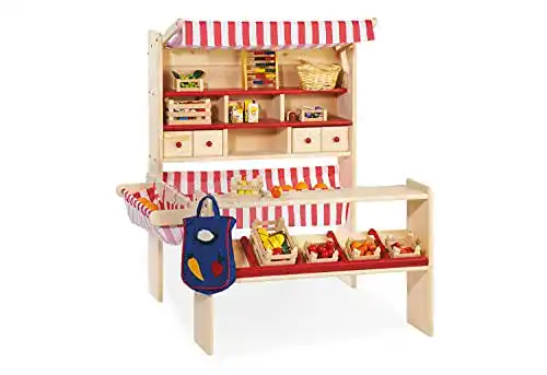 Kaufladen PINOLINO Marktstand Lucy, massives Holz, standfest