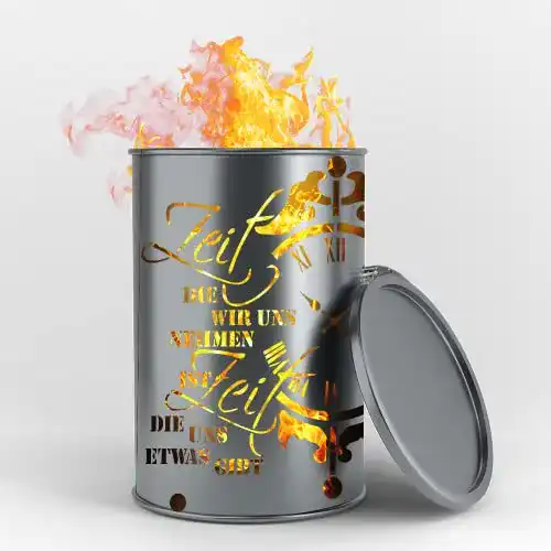Feuertonne Fuchsbau Feuertonnen mit Zeit-Motiv, 90 x 60 cm