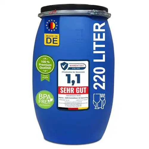 200-Liter-Fass Täsler – Industrieverpackungen PE Spannring Deckelfass
