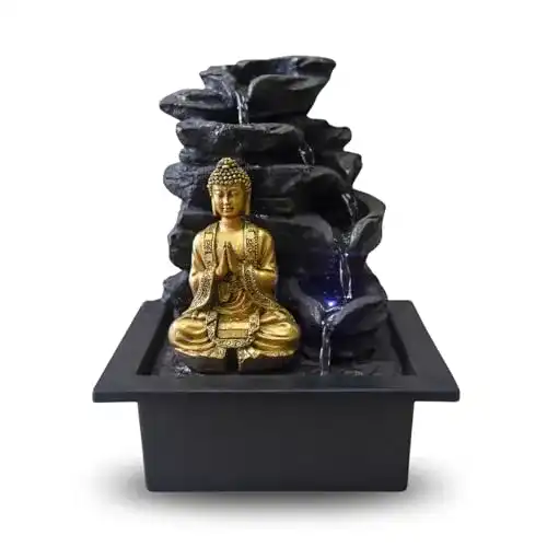 Zimmerbrunnen Zen Light Shira mit Pumpe und LED-Beleuchtung