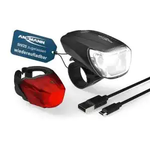 Fahrradbeleuchtung USB Ansmann Fahrradlicht Set StVZO