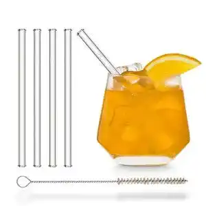 Glas-Strohhalm HÅLM HALM Glas Strohhalme kurz, 4 Stück