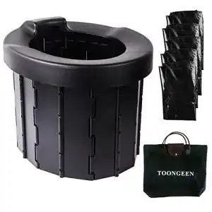 Klapptoilette TOONGEEN Campingtoilette Faltbar, Schwarz