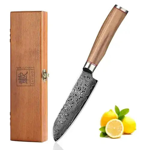 Zayiko-Damastmesser zayiko Kurumi kleines Santokumesser