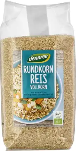 Vollkornreis dennree Bio Rundkornreis Vollkorn, 1 kg