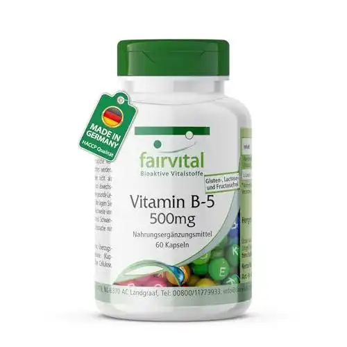 Vitamin B5 fairvital 500mg, Pantothensäure Kapseln, 60 Kapseln